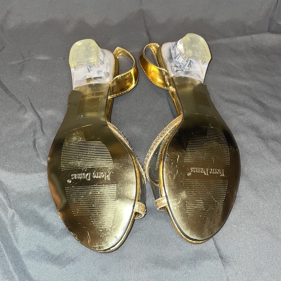 Size 7.5 Women’s Pierre Dumas Gold and Clear Heels - Picture 6 of 6